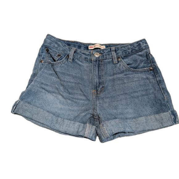 Levi's Girlfriend Shorty Shorts Denim Jean Shorts Size 14 Reg - Picture 1 of 7
